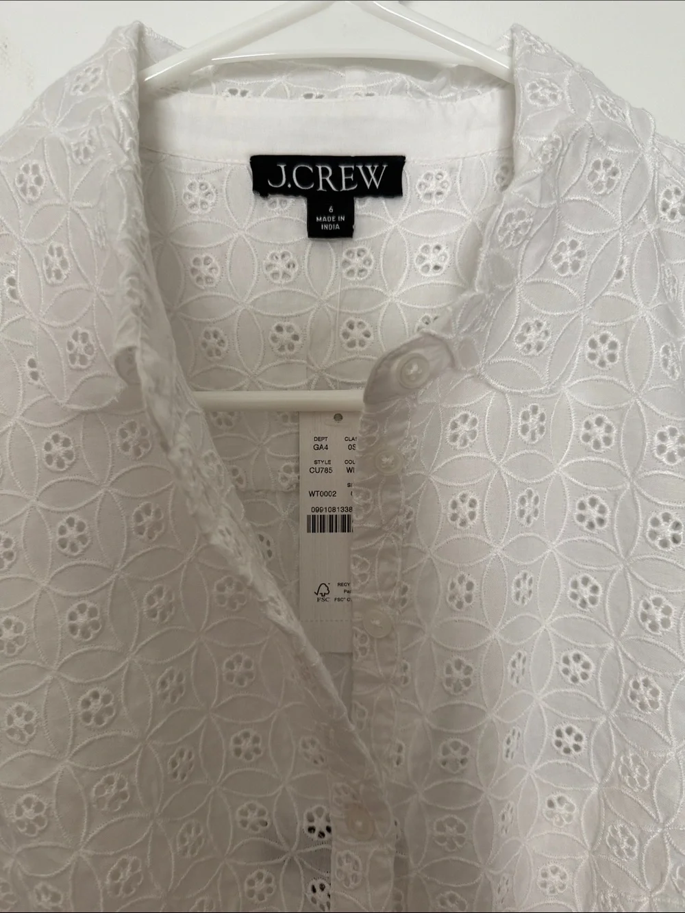 J. Crew White Eyelet Tie-Waist Short Sleeve Dress